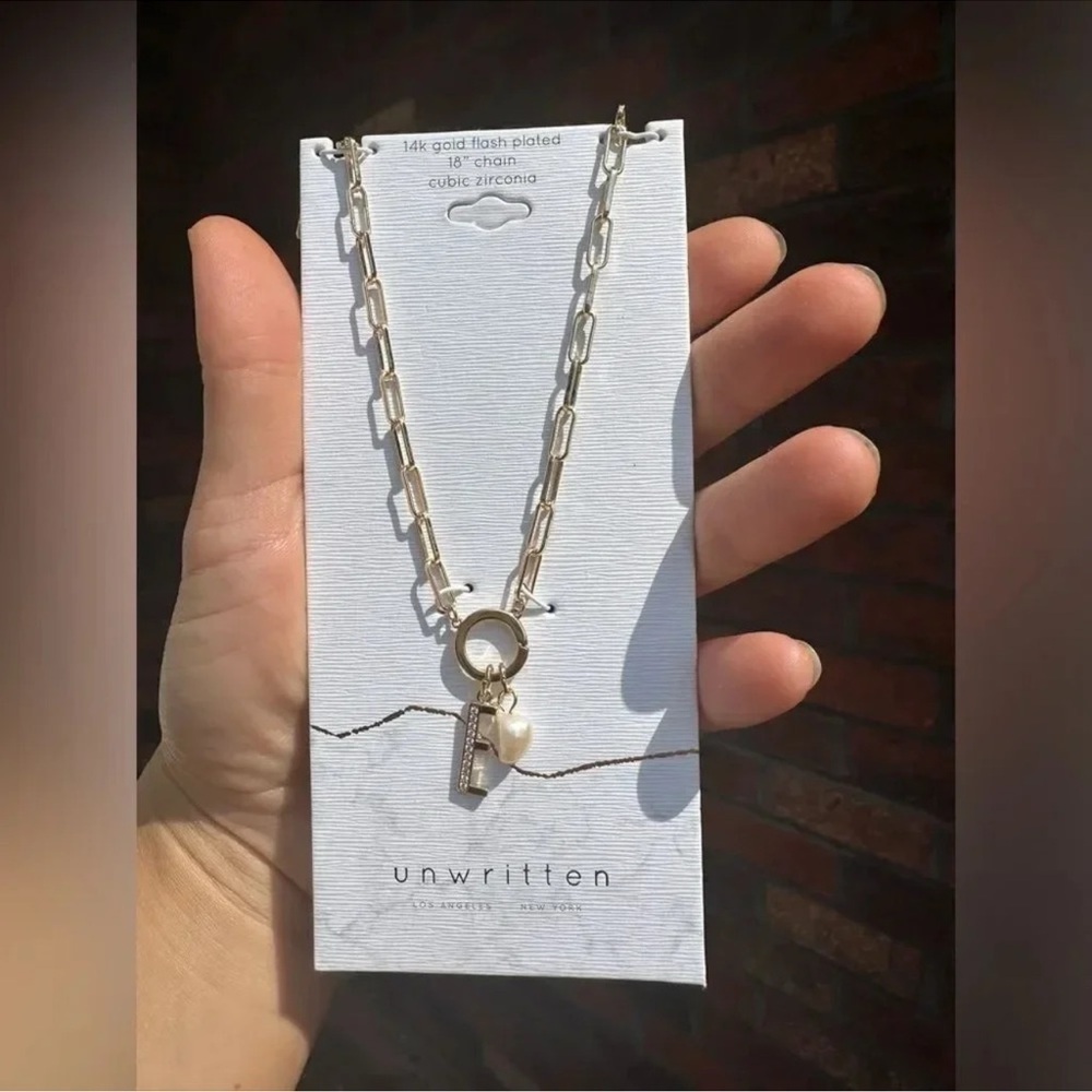 Initial E" Necklace With Pearl Charm - image 7